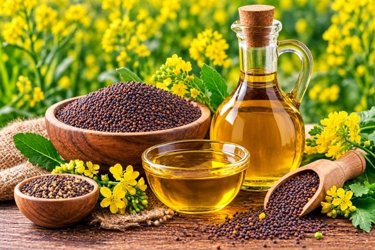Mustard seeds and mustard oil