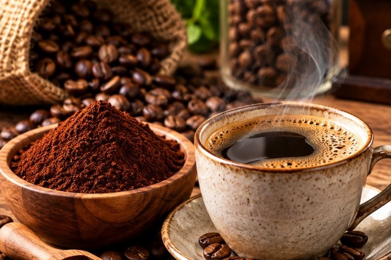 Coffee powder and coffee beans